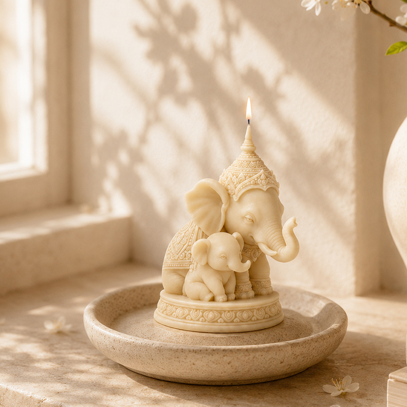 Thai Mother and Child Elephant - Candle Making Kit For Kids 评论和价格
